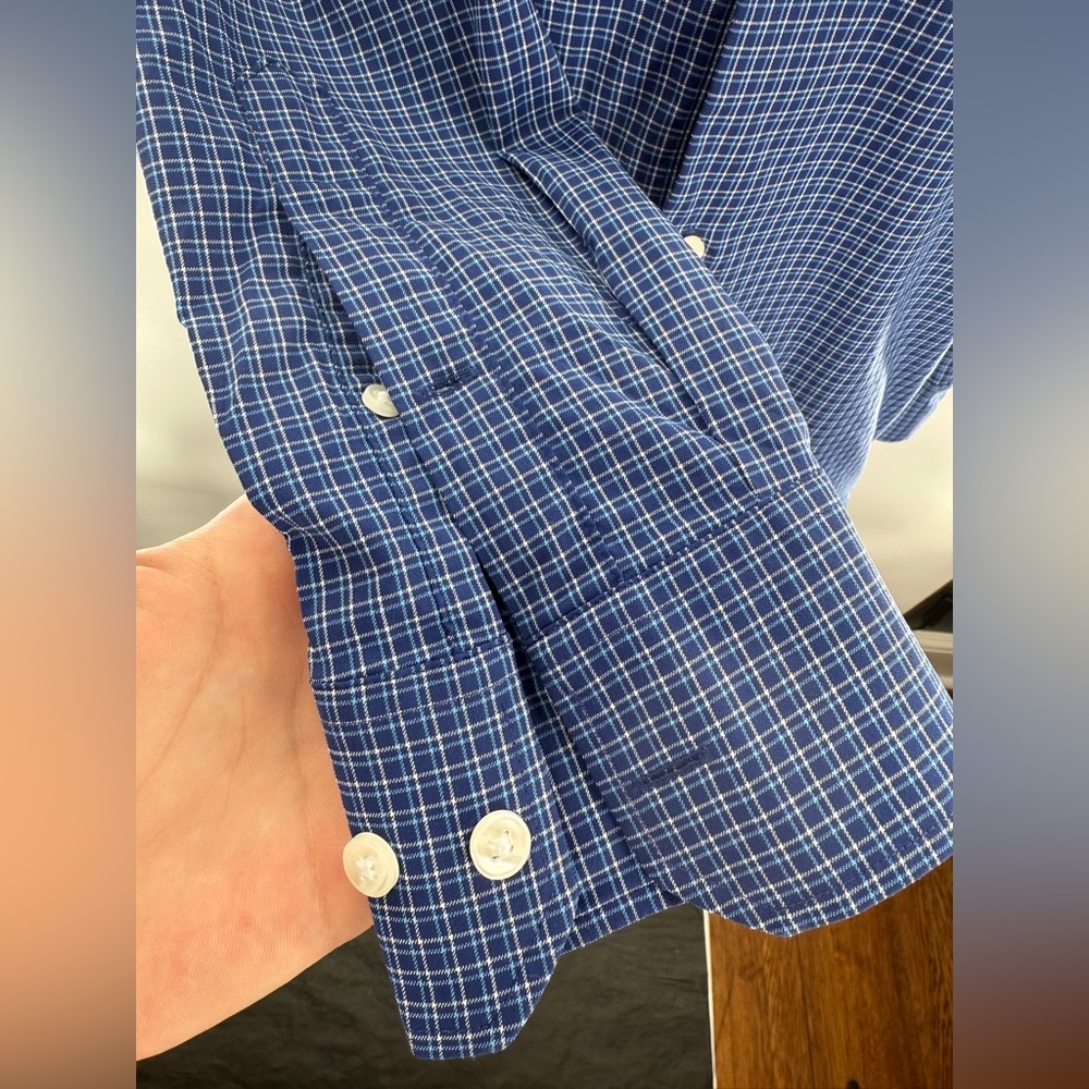 EUC Bonobos Blue Plaid Tech Button Down Shirt - Picture 5 of 10